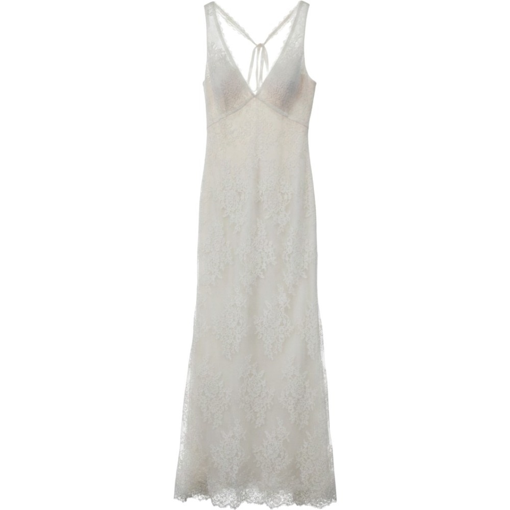 Galina David's Bridal Ivory Floral Lace V-Neck Wedding Dress Gown KP3783 Size 14